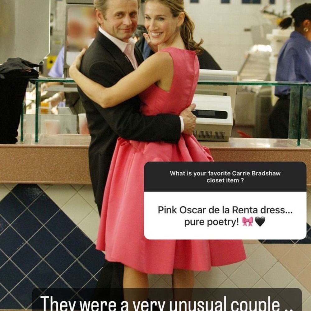 SOLD*****Oscar de la Renta Pink and Black Dotted A-line MISSY FANTASY